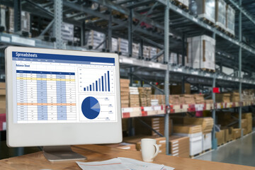 Spreadsheet document information financial startup concept. data and graphs in spreadsheet documents for online analysis project dashboard accounting digital snugly