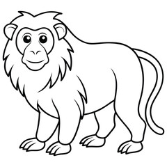 illustration of a baboon outline vector coloring page  