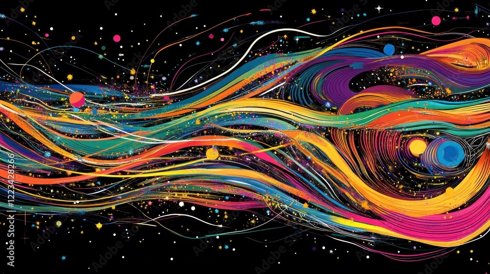 Poster abstract cosmic waves of vibrant color and light