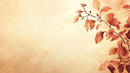 Autumnal Branch Watercolor Painting of Leaves