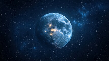 Obraz premium Night, planet, space, cosmic, nebula, glowing, cities, artwork, background, design