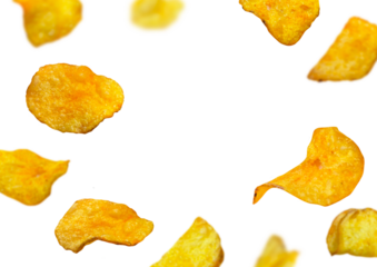 Flying isolated chips crunchy snack Set of chips 