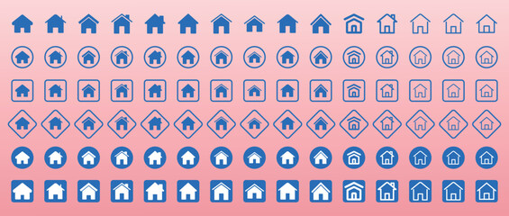 Collection of home icons. House symbol. Set of real estate objects and houses icons on white background. House symbol. House set icon. Home flat icon set vector illustration. Web home icons for apps.