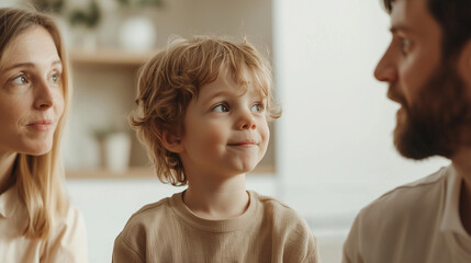 Child Confessing to Breaking Vase While Parents Listen
