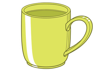 Bright lime green ceramic mug, simple cylindrical design, glossy finish, solid color, vibrant kitchenware, minimalist style, single handle, coffee cup, studio lighting, product photography, clean back