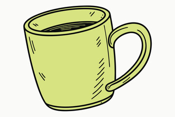 Bright lime green ceramic mug, simple cylindrical design, glossy finish, solid color, vibrant kitchenware, minimalist style, single handle, coffee cup, studio lighting, product photography, clean back