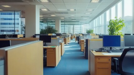 Modern office interior with open workspace and natural light