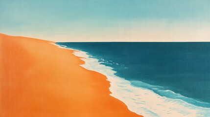 Orange Sand Meets Teal Ocean Wavescape