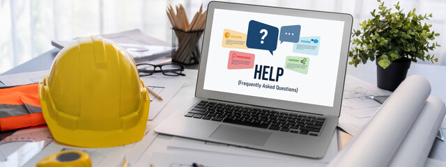 Help screen on the website provide answer to FAQ frequently asked question brisk with knowledge...