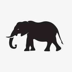Obraz premium Minimalistic black elephant silhouette icon vector