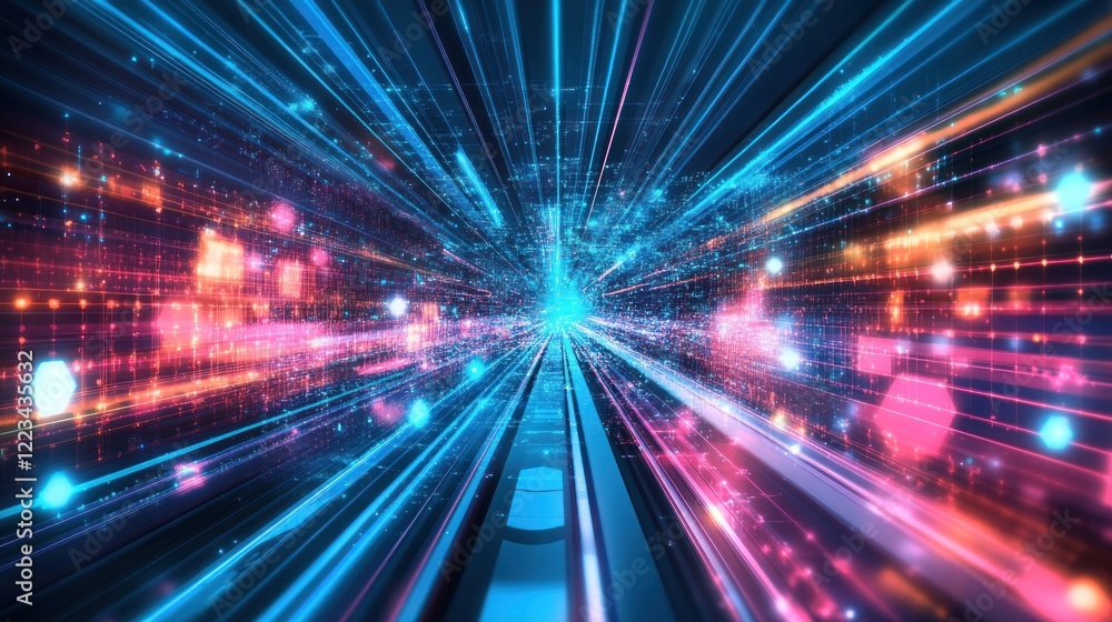 Poster futuristic digital highway data stream speed