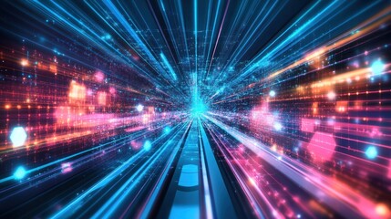 Futuristic Digital Highway Data Stream Speed