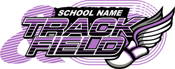 track and field team design with winged foot for school, college or league sports © EarlFergusonClipart