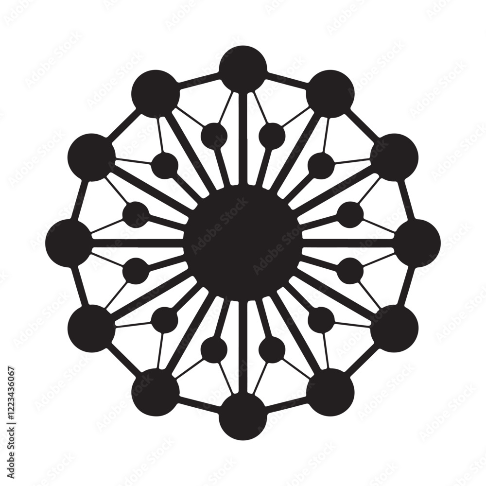 Aufkleber abstract network graphic with interconnected nodes.
