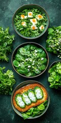 Farm-to-table dining experience featuring fresh produce in lush green surroundings soft morning light eye-level view