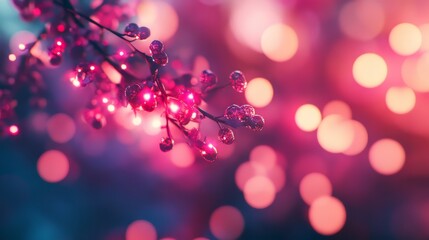 Glowing berries in a winter scene