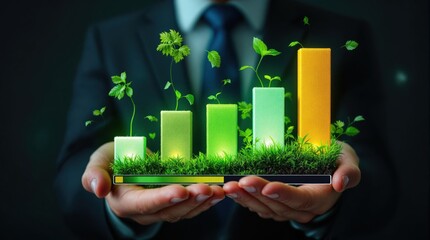 Sustainable Business Growth Concept with Green Energy and Development Indicators