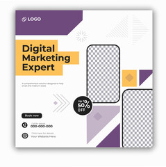Digital marketing and corporate business service social media post banner template design
