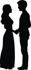 silhouette of a couple, vector, illustration