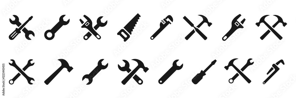 Aufkleber set of tools icons. set of icons of tools on a white background. basic work tools vector