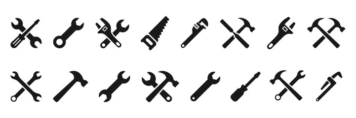 set of tools icons. Set of icons of tools on a white background. Basic Work tools vector