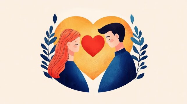 A romantic illustration of a couple sharing love.
