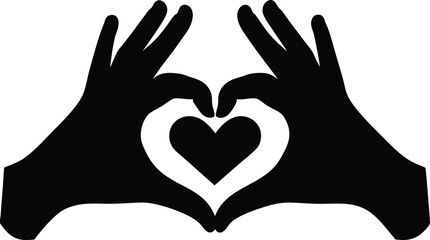Obraz premium heart in hand black vector illustration