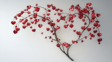 Heart-shaped ornaments on branches