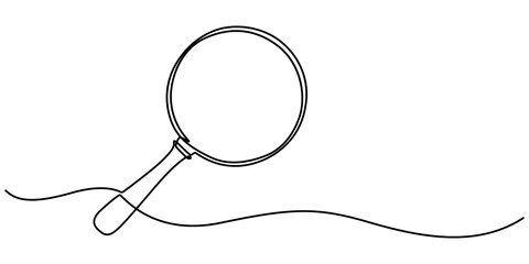 Magnifying Glass Continuous Line Icon, Continuous line drawing of magnifying  glass. One line of magnifying  glass. Magnifier continuous line art. Editable outline, Magnifying Glass continuous line. 