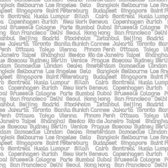 Obraz premium Vector design seamless pattern of world famous city drawing in black and white