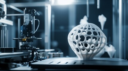 A high-resolution 3D scanning and printing studio, creative scene with scanning devices and 3D models, Creative style