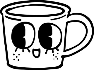 School Cartoon Outline Mug with Cute Smiling Face for Back to School Design