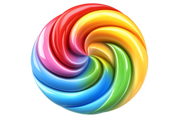 vibrant multicolored lollipop with spiral design isolated png transparent background
