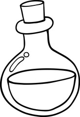 Back to School Science Cartoon Outline with Glassware and Laboratory Tools
