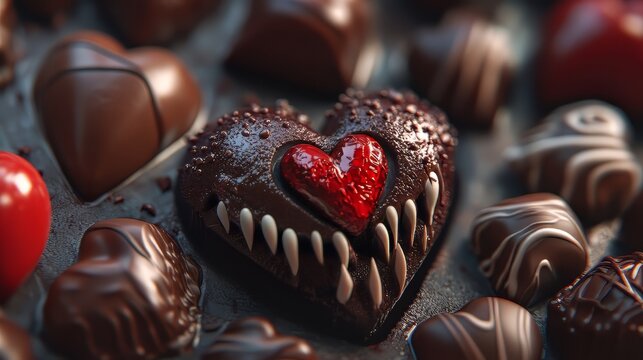 Chocolate heart with a bite