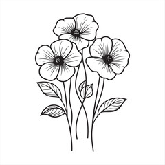 Elegant Poppy Line Art