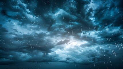 Fototapeta premium Sky during a thunderstorm with heavy rain and dark clouds.