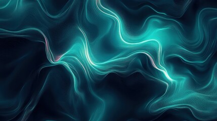 Obraz premium Abstract Teal Wave Lines Digital Art Design
