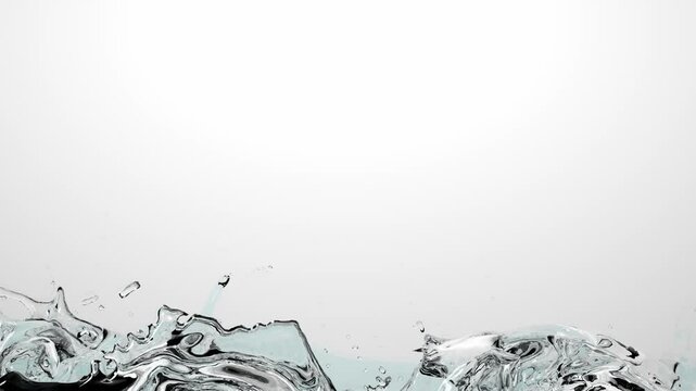 Various water shapes moving and flowing, splashes and movement of liquid