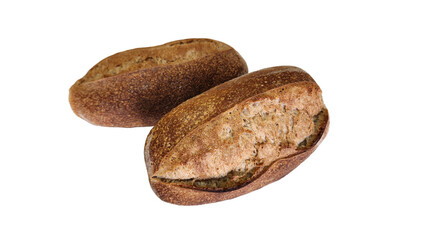 Two whole wheat sourdough stone oven breads mainly eaten in breakfasts