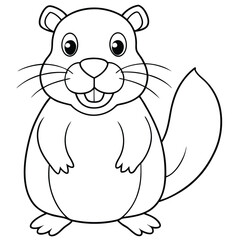 illustration of a beaver outline vector coloring page  