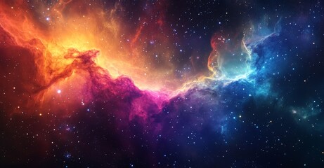 Obraz premium Cosmic Nebula: A Vibrant Symphony of Hues in Deep Space