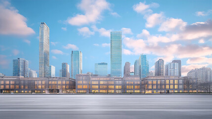 Obraz premium Fantastic view at modern European city with skyscrapers, aerial view 