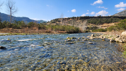 Eglence river crossing the Çukur village in Karaisali district of Adana province in Türkiye 