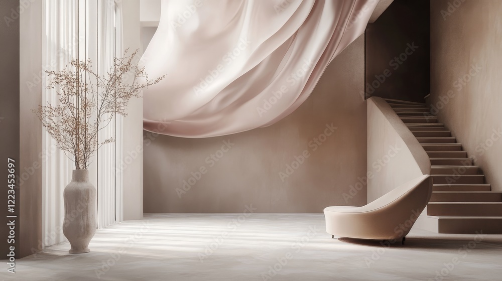 Aufkleber abstract background with pink silk cloth. texture of shiny satin fabric with waves and drapery. vect