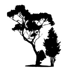  Tree silhouette vector on white background