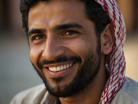 photograph of a happy, smiling Middle Eastern Arab man