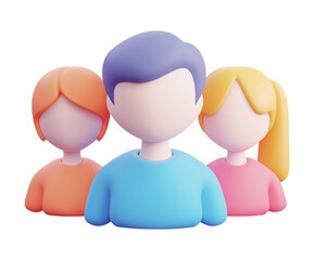 Group of people or team UI icon - clay style 3d rendered png cutout on transparent background