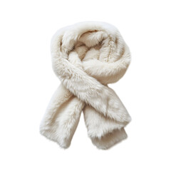 Ivory Faux Fur Stole Isolated on Transparent Background