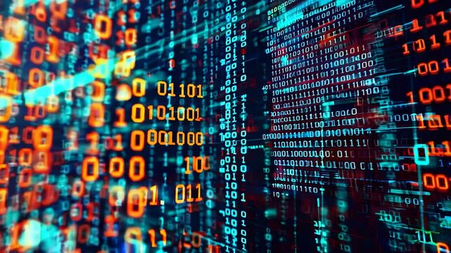 Abstract blue background with code - Powered by Adobe